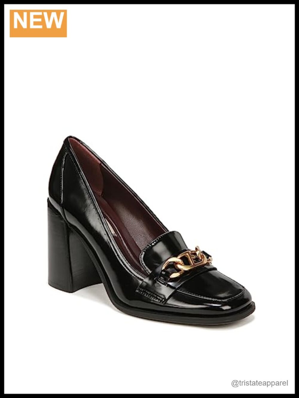 Chunky Heel Chainlink Loafer Pump Slip On High Heel